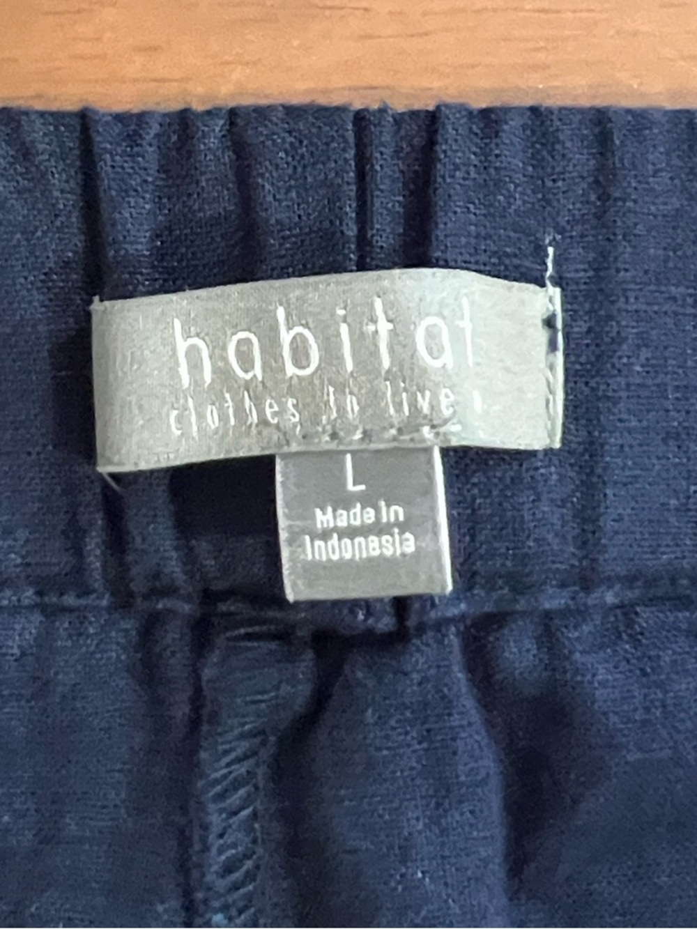 Habitat women’s navy blue linen cotton blend crop cinch hem pants size large nwt - Picture 6 of 9